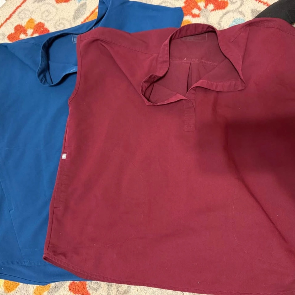 Figs Burgundy and Blue Scrub Tops
